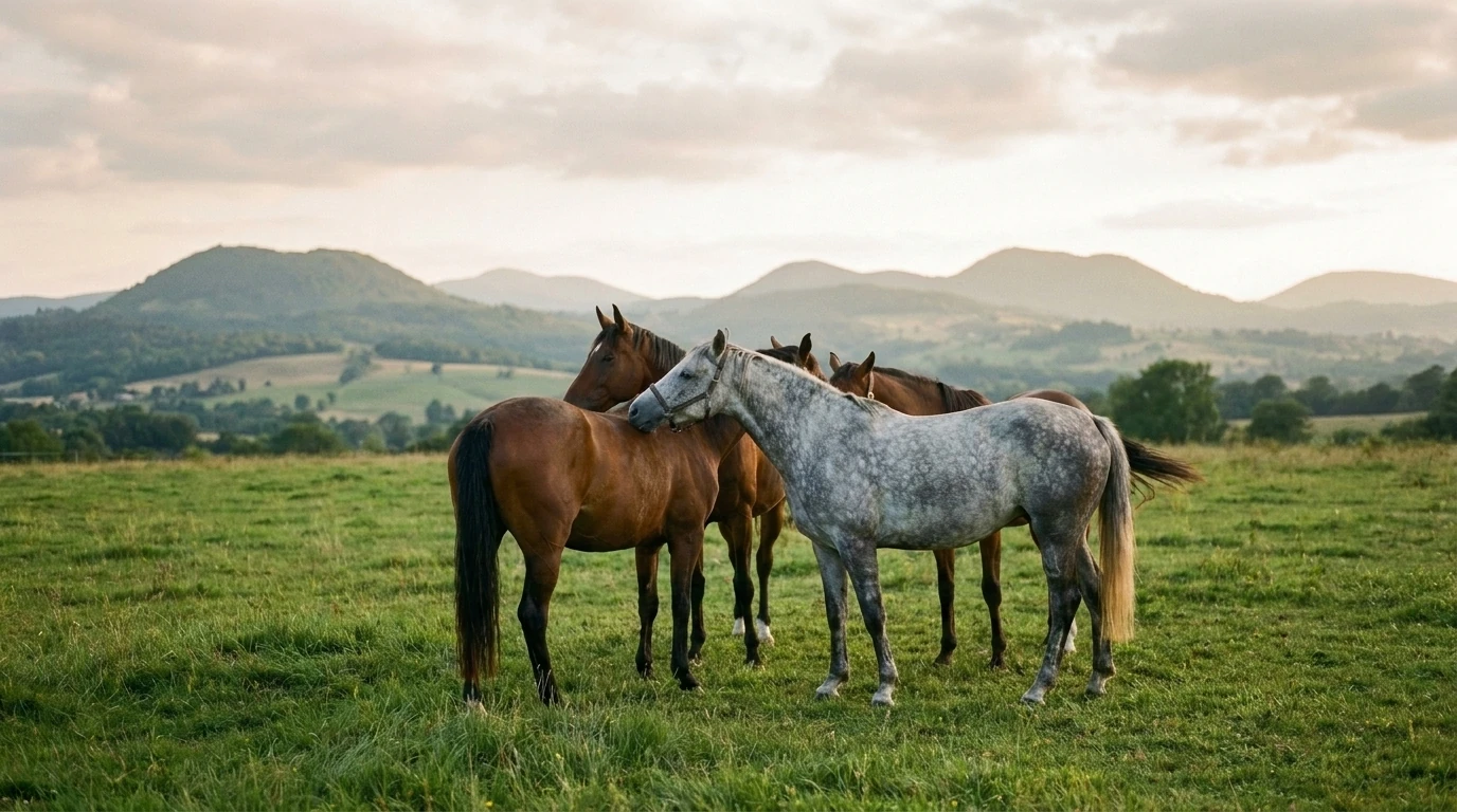 Les chevaux du Ecurie du Chateau d'Ygrande en liberté, Allier
